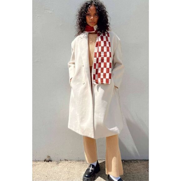 Princess Polly Jackets & Blazers - Princess Polly STARMAN COAT STONE Double Breasted Lapel Coat Nwot Size 4